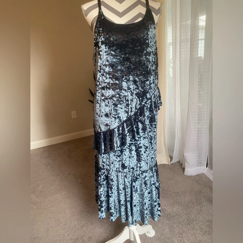 ASOS Velvet Maxi Dress in gray/blue - Picture 4 of 5